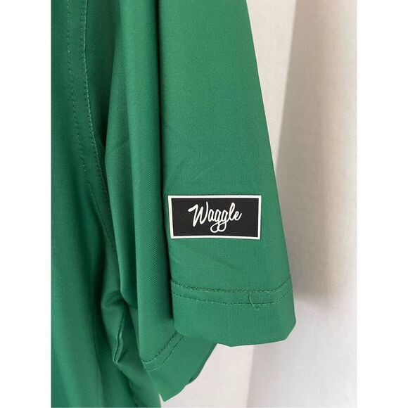 Waggle Green Gold polo with Yellow DUDE embroidered logo on‎ left chest A24 - Picture 3 of 5